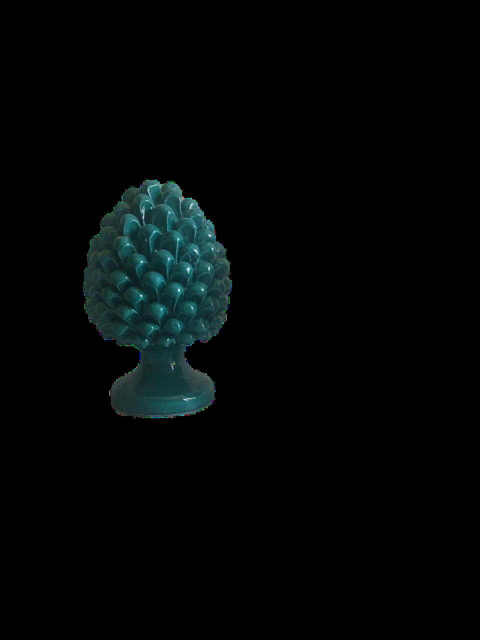 Candela scultorea YLOR a forma di pigna siciliana in verde smeraldo